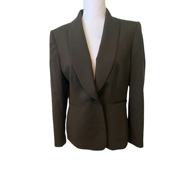 Vintage Alex Marie Petite Brown/Black One Button Closure Blazer  10P - Picture 1 of 9